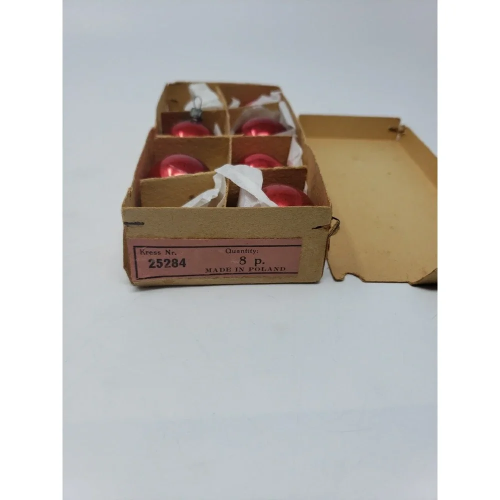 Vintage Set of 6 George Franke Sons Co Glass Christmas Tree Ornaments Red Ball